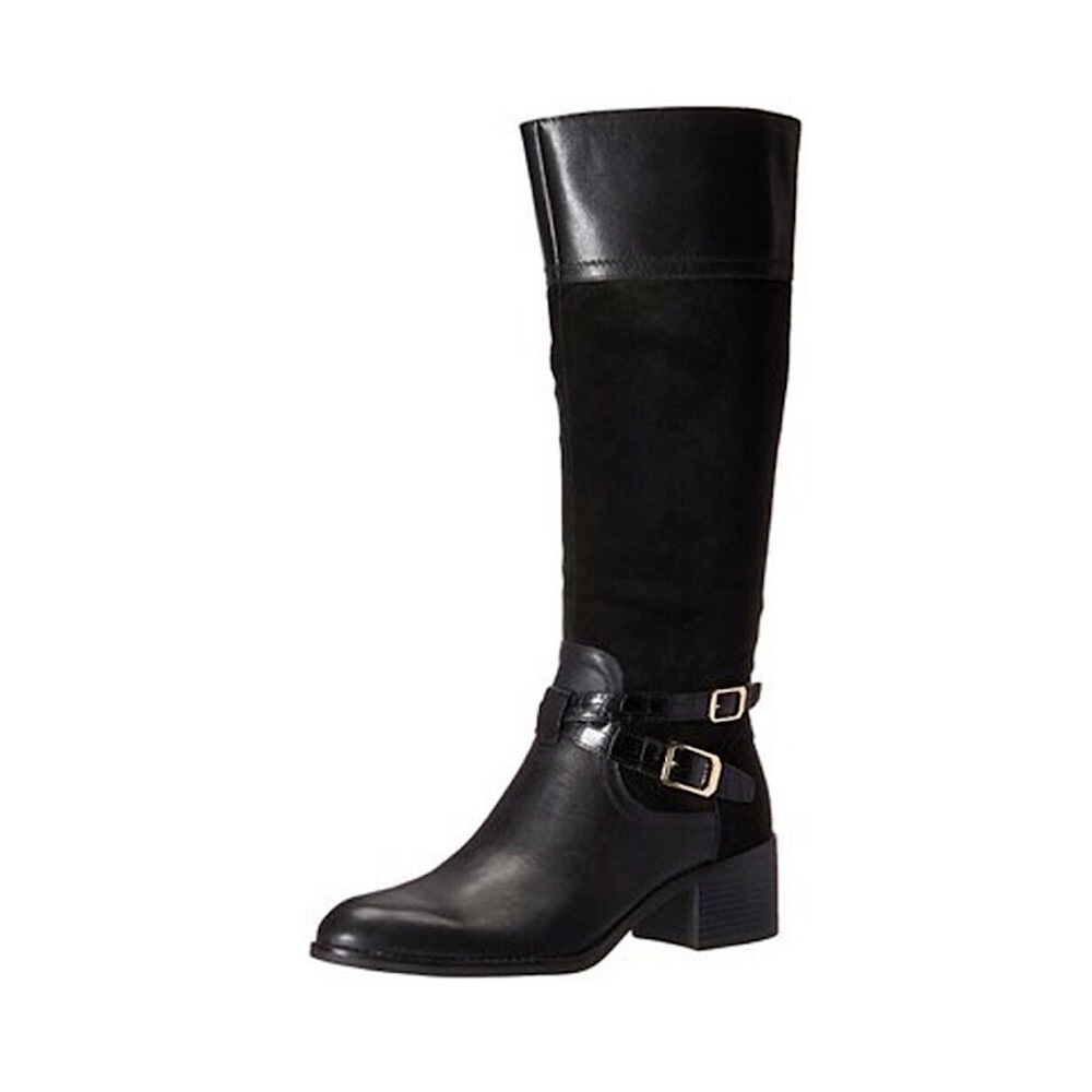 Franco Sarto Black Riding Boots w/Double Buckles 6